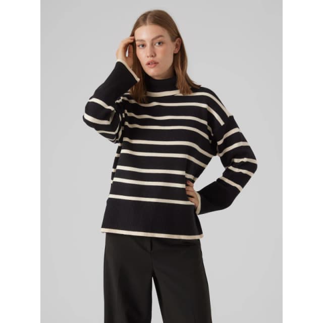 Vero Moda Knit Striped Jumper - Black 8