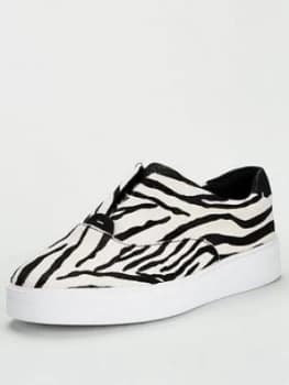 Clarks Hero Step Leather Trainer - Zebra Print, Size 5, Women