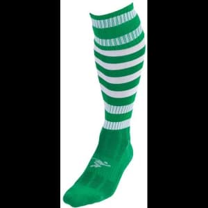 Precision Hooped Pro Football Socks Green/White - UK Size J12-2