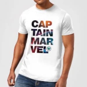 Captain Marvel Space Text Mens T-Shirt - White