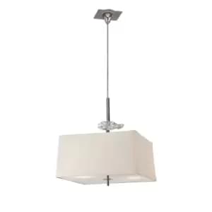 Akira Square Pendant 4 Light E27, Polished Chrome/Frosted Glass With Cream Shade