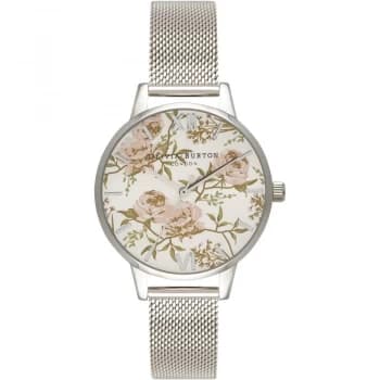 Parlour Floral Silver Mesh Watch