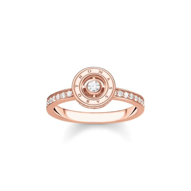 Thomas Sabo Pav Rose Gold Plated Circle Ring Gold 48