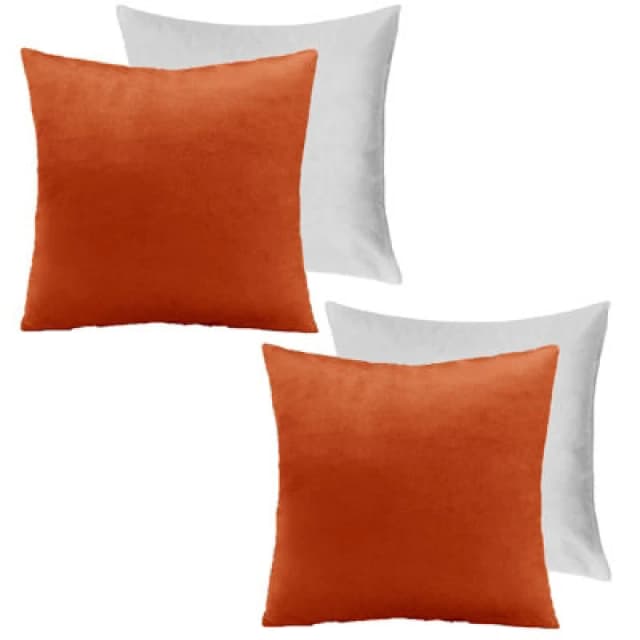 OHS OHS 2 x Matte Velvet Filled Cushion Covers Soft Zip in Burnt Orange Size: 45cm x 45cm Burnt Orange 45cm x 45cm Unisex 5027434178735