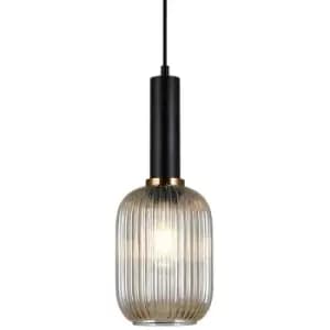 Italux Lighting - Italux Antiola - Modern Hanging Pendant Black 1 Light with Amber Shade, E27
