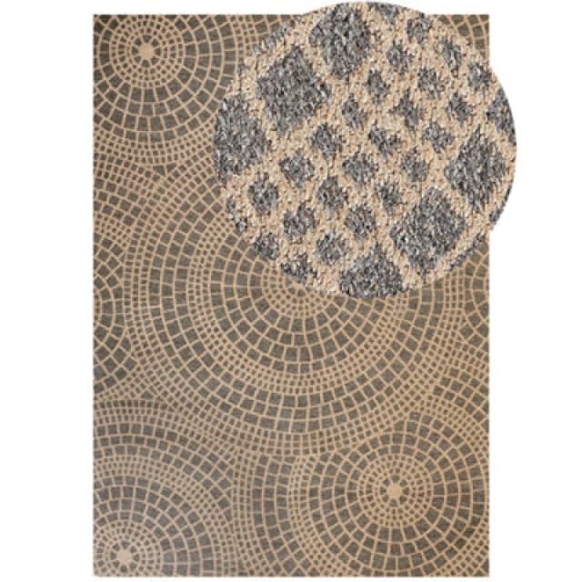 Beliani Rug Ariba Grey Beige 160 X 230 Cm Jute