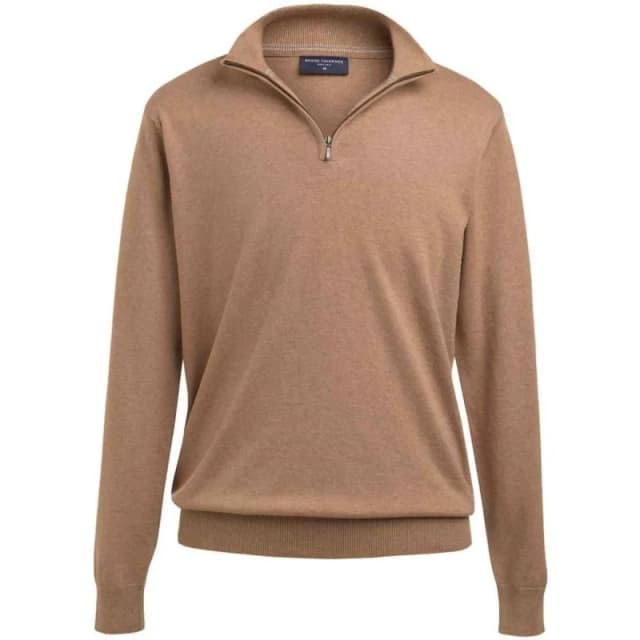 Brook Taverner Brook Taverner Men Copenhagen Quarter Zip Jumper in Beige Size: Small Beige S Male 5063693803735