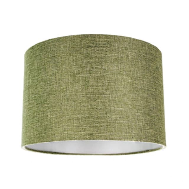 Happy Homewares Contemporary Olive Green Plain Linen Fabric 10 Drum Lamp Shade 60W Maximum