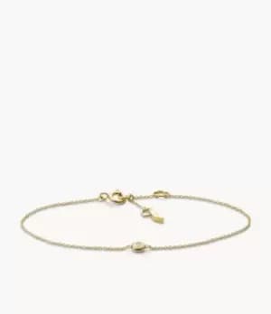 Fossil Women Elliott Point Of Light Gold Plated Sterling Silver Clear Synthetic Diamond Chain Bracelet