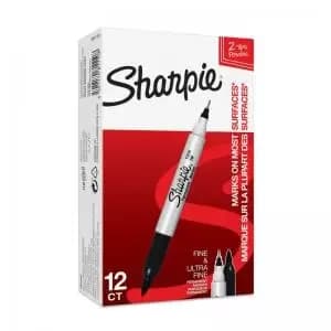 Sharpie S0811100 Twin Tip Black Pens Box of 12 18902J