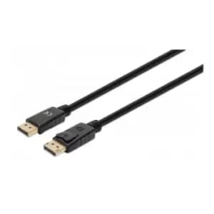 Manhattan DisplayPort 1.4 Cable 8K@60hz 1m PVC Cable Male to Male Equivalent to Startech DP14MM1M With Latches Fully Shielded Black Lifetime Warranty