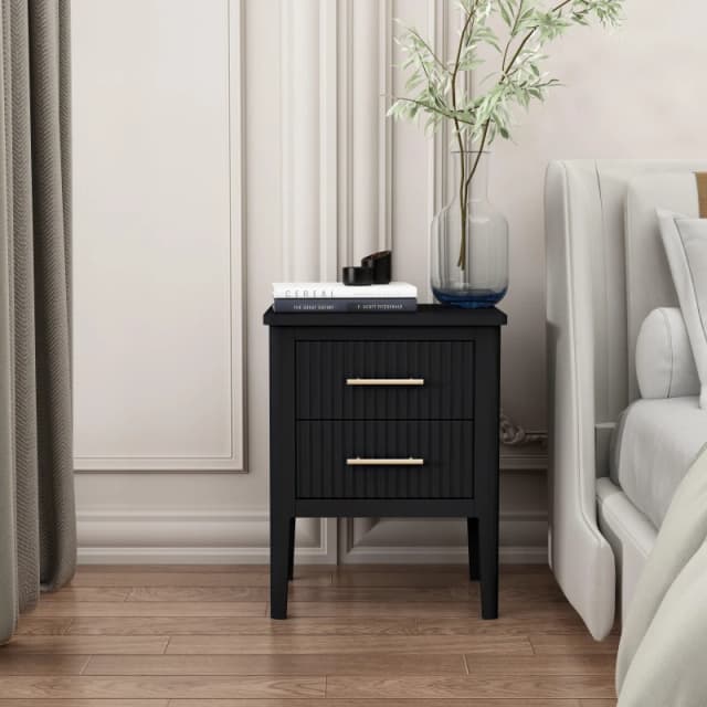 Cabinet Bits Palau 2 Drawer Bedside Table in Black Unisex