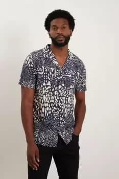Mens Short Sleeve Navy Placement Print Shirt
