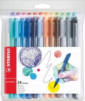 Stabilo PointMax Premium Writing Felt Pen Assorted PK24