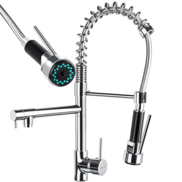 Tectake Kitchen Tap - With Mixer Tap And Detachable Spray Nozzle - Grey