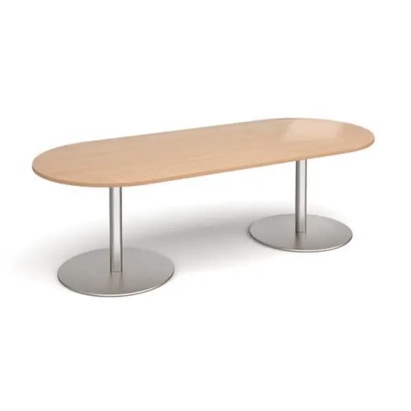 Eternal Eternal radial end boardroom table 2400mm x 1000mm - brushed steel base, beech top Beech ETN24-BS-B