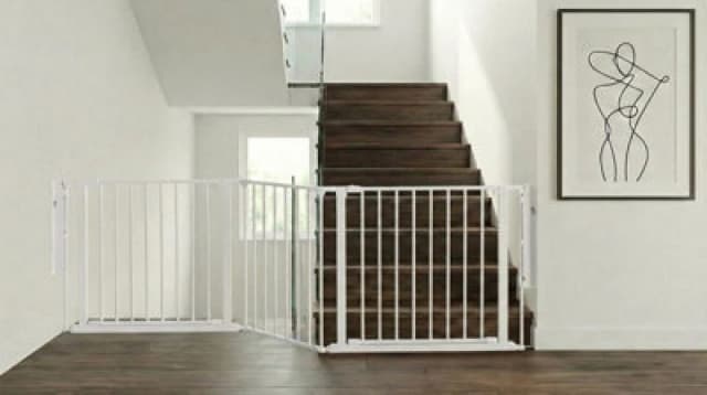 Safetots Two Door Multi Panel Solution For Up And Down Staircases, White, 226Cm Of Length, Includes 2 Door Opening Panels