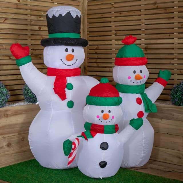 Samuel Alexander 1.5m Light up Christmas Inflatable Snowman Family with 12 White LEDs White Unisex