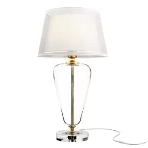 Verre Table & Floor Table Lamp with Round Tapered Shade Brass