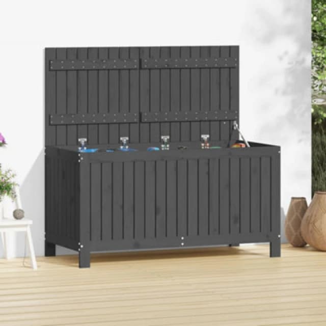 vidaXL Garden Storage Box Grey 121x55x64cm Solid Wood Pine, Grey 823845