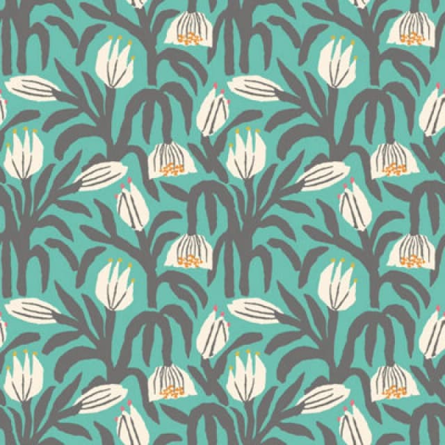 Hoopla Walls Chunky Flower Teal Blue Smooth Matt Wallpaper