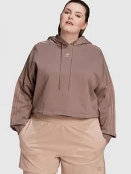 Adidas Originals New Neutral Cropped Hoodie - Plus Size - Dark Brown