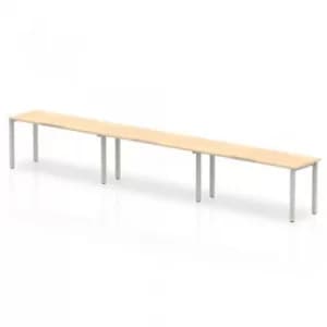 Single Silver Frame Bench Desk 1600 Maple (3 Pod)