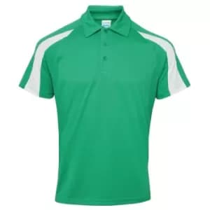 AWDis Just Cool Mens Short Sleeve Contrast Panel Polo Shirt (2XL) (Kelly Green/Arctic White)