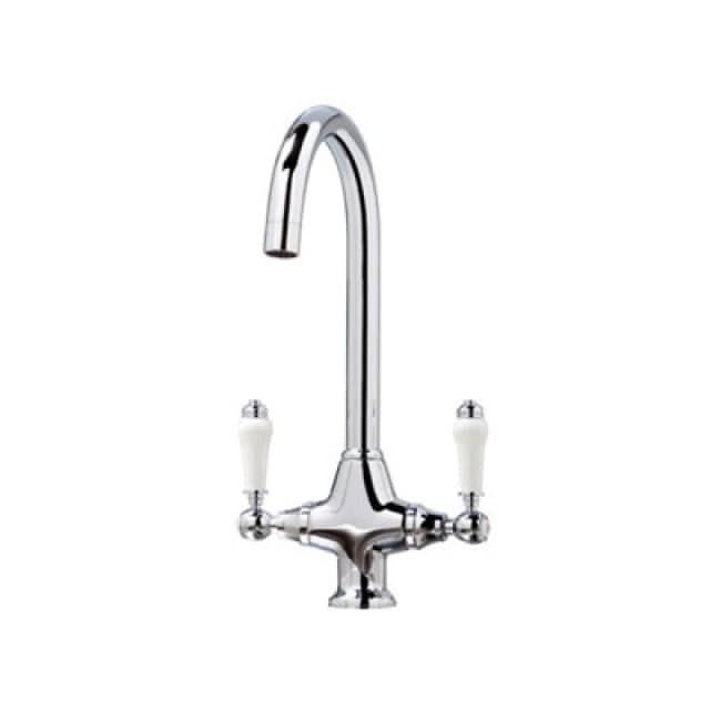 Scudo Harrogate Twin Lever Kitchen Sink Mixer Tap Swivel Spout