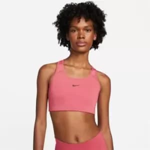 Nike Swoosh Womens Medium-Support 1 Piece Pad Sports Bra - Pink