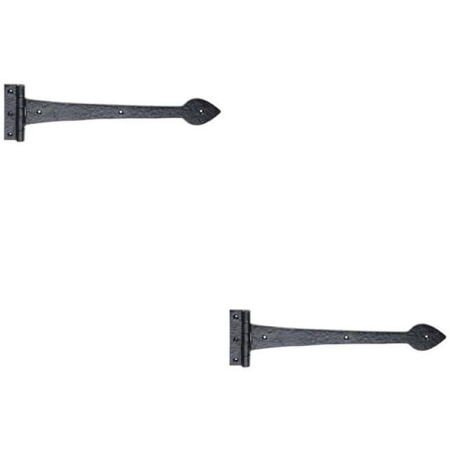 Loops 2x PAIR 275 x 102mm Ornate T Hinge Black Antique Internal Decorative Door Hinge Black
