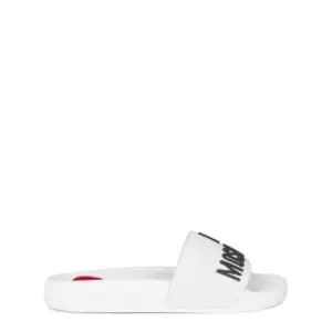 LOVE MOSCHINO Embossed Logo Sliders - White