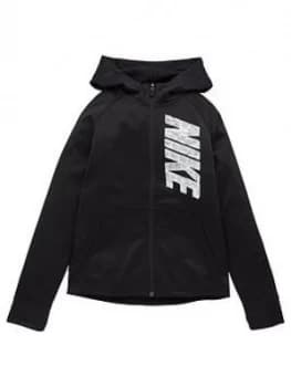 Nike Boys Therma Graphic Full Zip Hoodie - Black