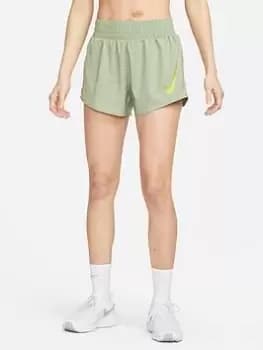 Nike Running Swoosh Short, Khaki, Size L, Women
