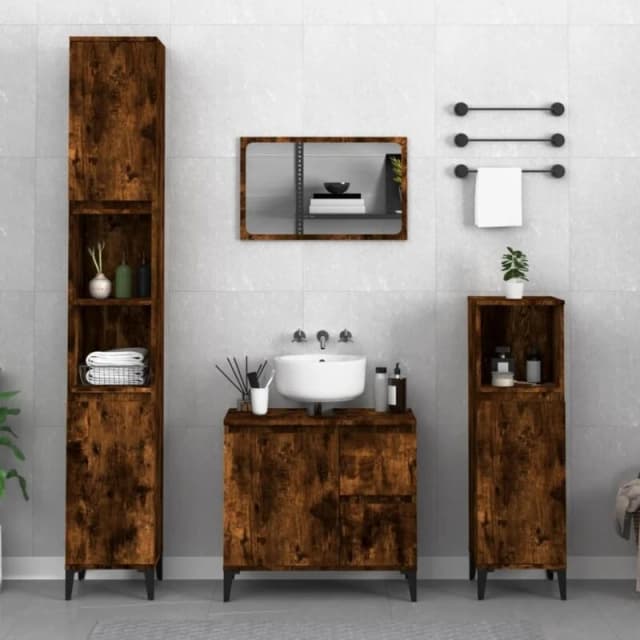 VIDAXL Bathroom Cabinet Smoked Oak 30x30x190cm Engineered Wood Vidaxl 8720845738273