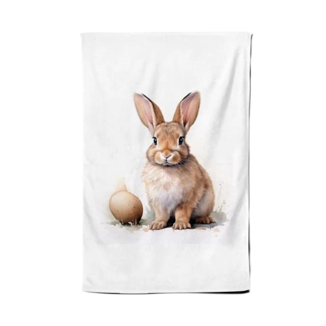 Warren Reed - Designer A Watercolour Easter Bunny Tea Towel Multicolor Unisex