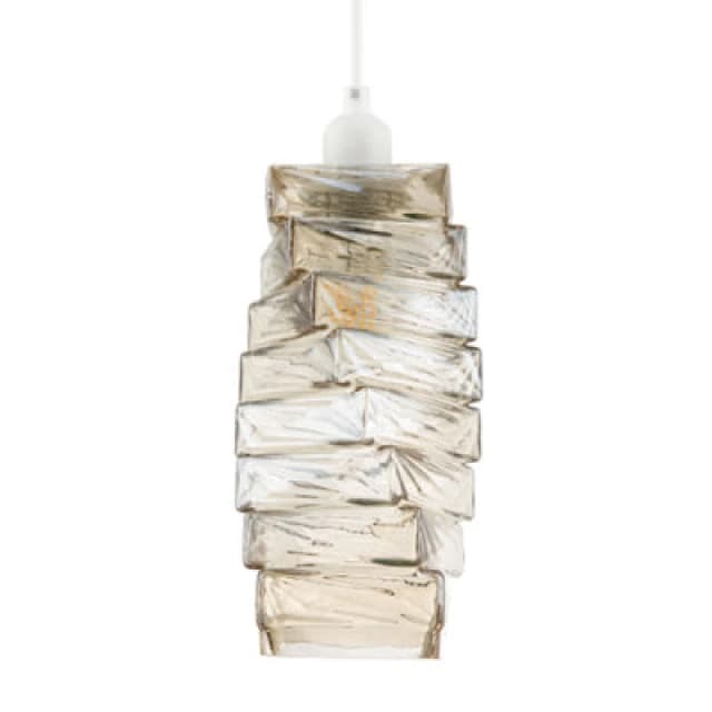 Happy Homewares Sleek Gold Tinted Pendant Light Shade With Staggered Rectangular Body