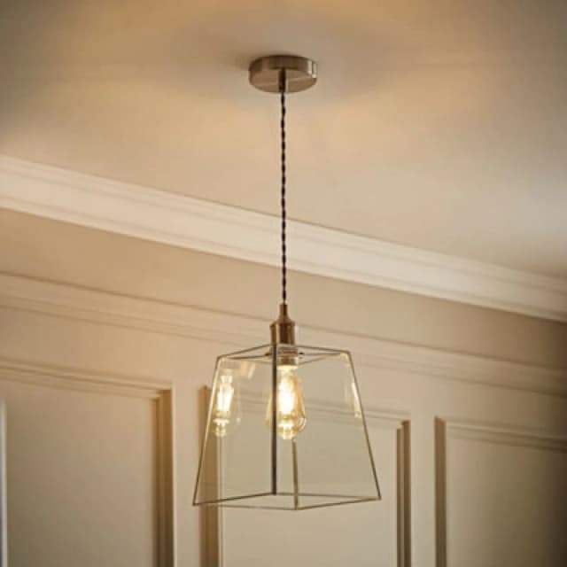 ValueLights ValueLights Susie Glass Lantern Lamp Shade Single Drop Ceiling Pendant Light in Silver Silver One Size Unisex 5059406062568