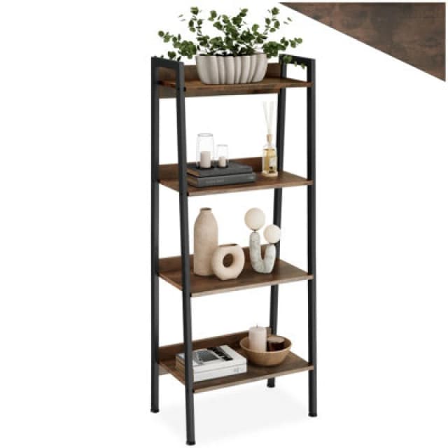 Tectake Shelving Unit - Industrial Style, Free-Standing, With Up To 5 Tiers 57,5 X 34 X 138cm - Industrial Wood Dark, Rustic