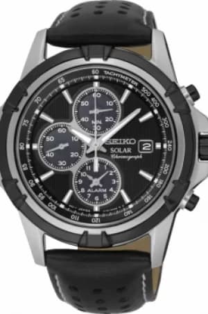 Mens Seiko Alarm Chronograph Solar Powered Watch SSC147P2
