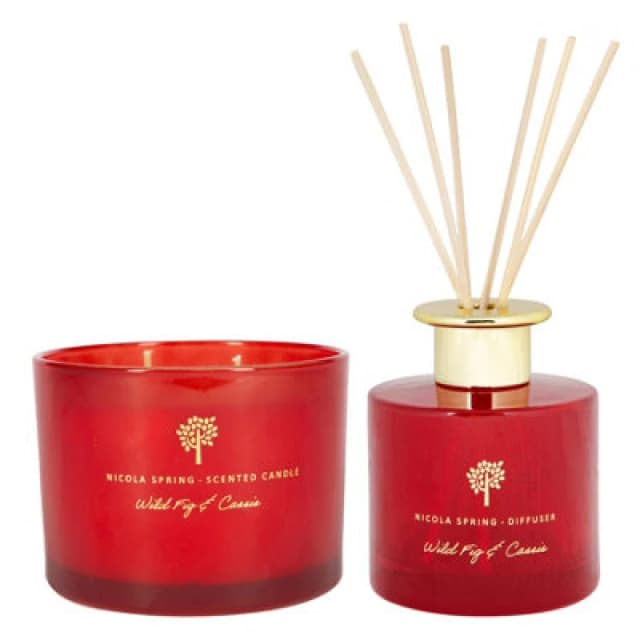 Nicola Spring Scented Candle & Reed Diffuser Set - 350G - Wild Fig & Cassis