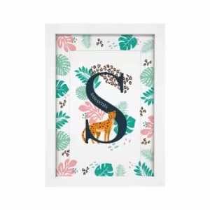 Personalised Leopard Initial A4 Framed Print