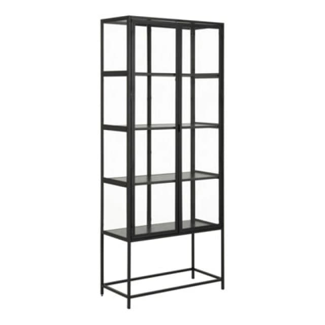 Furniture To Go Seaford Tall Black Metal 2 Door Display Cabinet