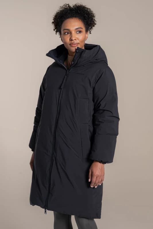 Craghoppers Womens Middlefell Longline Reversible Hooded Waterproof Breathable Padded Jacket in Black Size: 14 Black Female 14