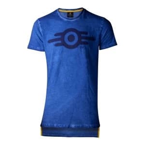 Fallout - Vault-Tec Logo Oil Washed Mens X-Large T-Shirt - Blue