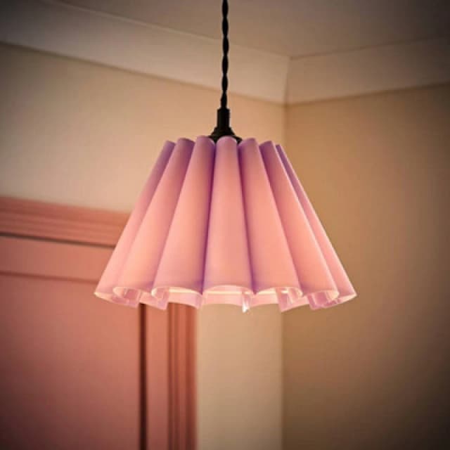 ValueLights Lauren Fabric Pleated Scallop Edge Tapered Lamp Shade with LED Bulb Lilac