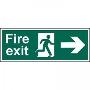 Fire Exit Man Arrow Right sign 600 x 200mm. Manufactured from strong