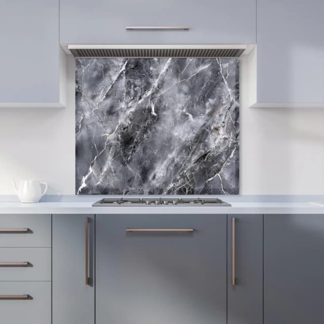 Warren Reed - Designer Deep Grey Marble Effect Kitchen Splashback in Green Size: 600mm x 750mm Green Unisex 600mm x 750mm
