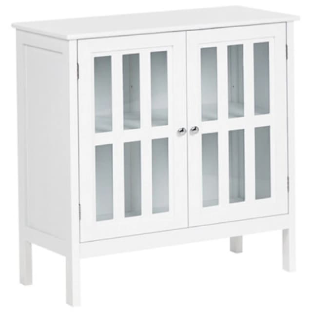 Beliani Glass Display Sideboard Miram 80 Cm White