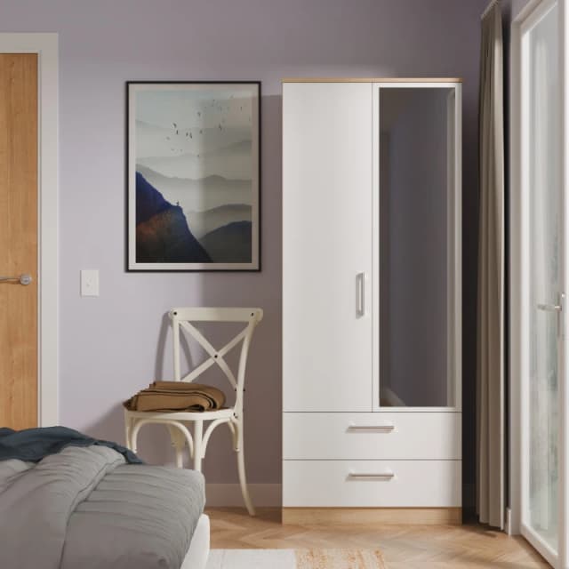Ready Assembled 2 U Cornwall 2 Door 2 Drawer Mirrored Wardrobe (Ready Assembled) Multicolor Unisex